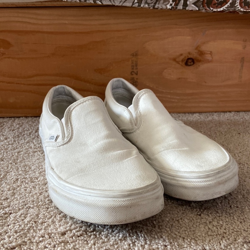 White slip on vans